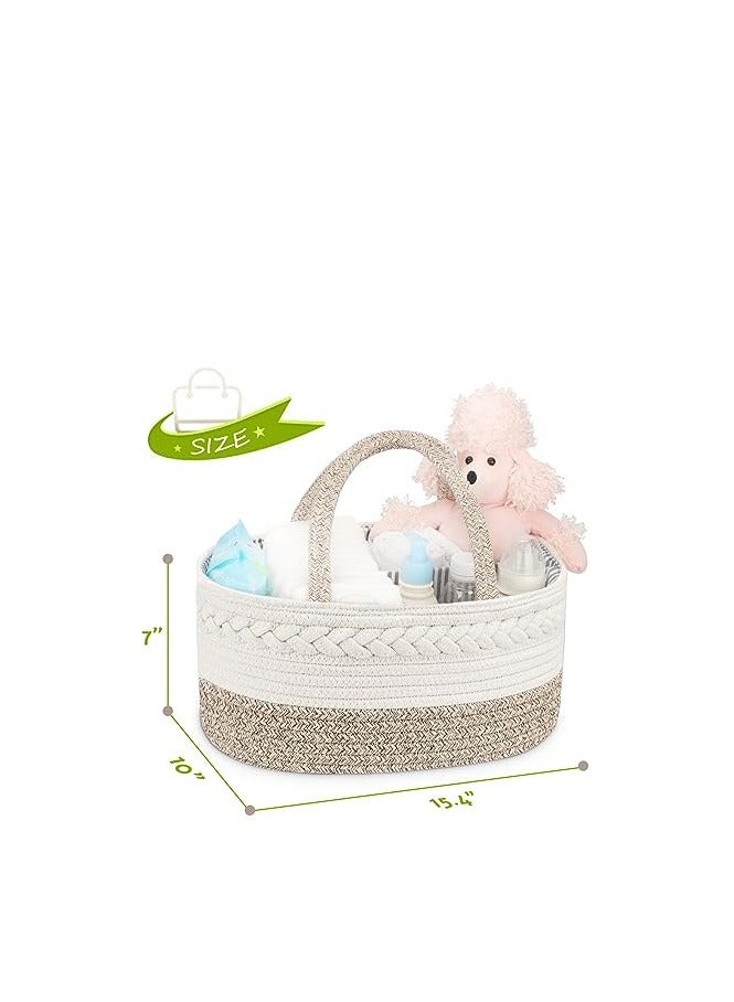 أوريتي Oriti حفاضات الأطفال كادي منظم، حبل قطني أنيق سلة الأطفال حضانة منظم تخزين لتغيير الطاولة، - Image 4