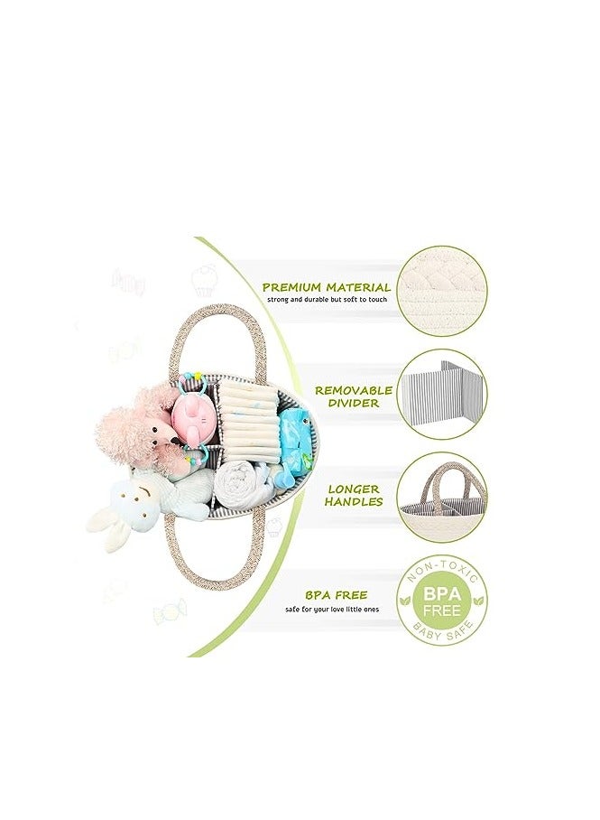 أوريتي Oriti حفاضات الأطفال كادي منظم، حبل قطني أنيق سلة الأطفال حضانة منظم تخزين لتغيير الطاولة، - Image 2