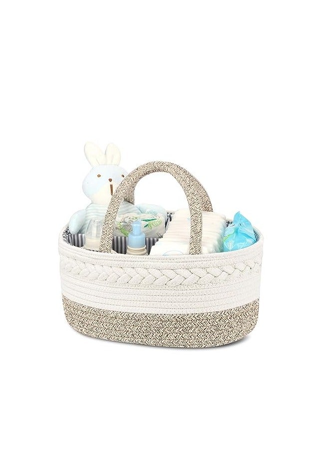 أوريتي Oriti حفاضات الأطفال كادي منظم، حبل قطني أنيق سلة الأطفال حضانة منظم تخزين لتغيير الطاولة، - Image 3