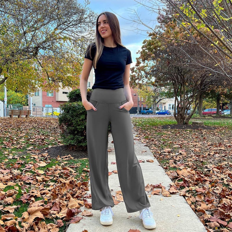 NEW YOUNG 3 Pack Women's Wide Leg Pants with Pockets High Waist Loose Sweatpants Casual Lounge Yoga Workout Palazzo - Image 4