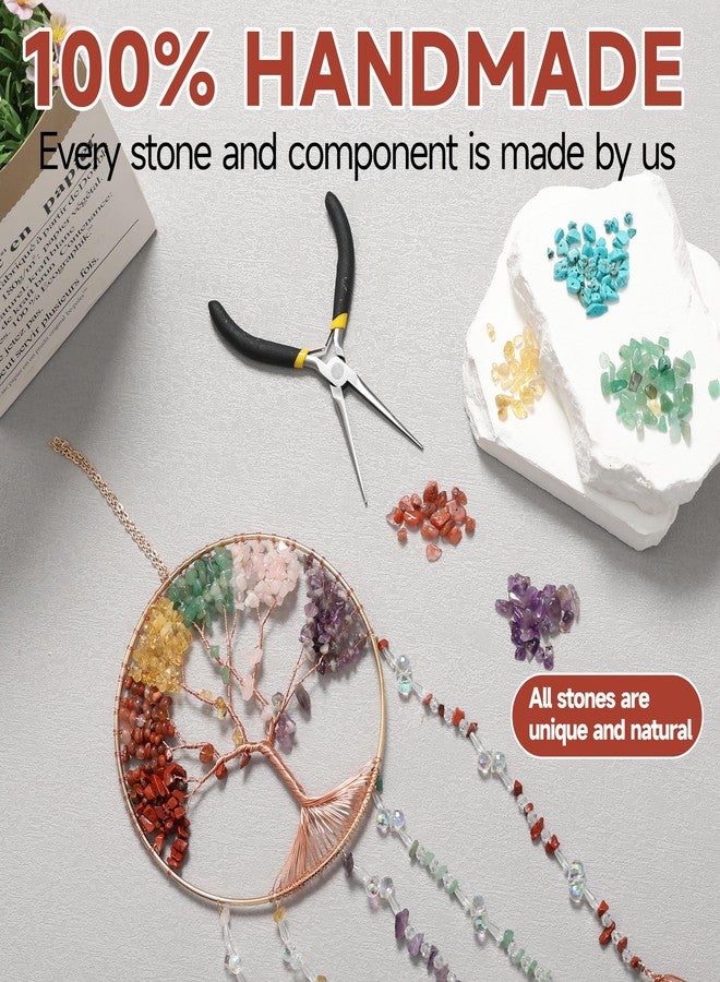 Dreamsum Tree of Life Moon Dreamcatcher - Dreamsum Natural Stones Wind Chimes with Healing Crystal Wall Decor Crystal Dream Catchers Wall Hangings for Room, Garden, Wedding Colorful Hanging Decor Gift - Image 3