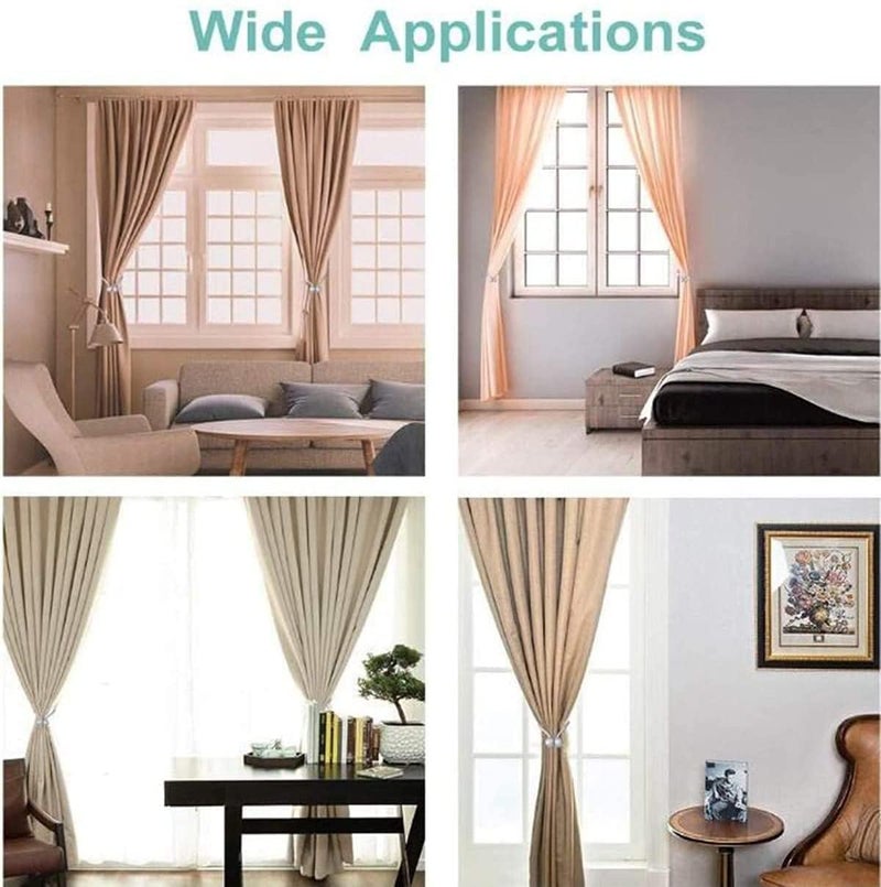 Curtain 2 Pieces Window Curtain Tiebacks Drapery HoldBacks Band for Office Home Decorative Pair 1 Beige  - Image 5