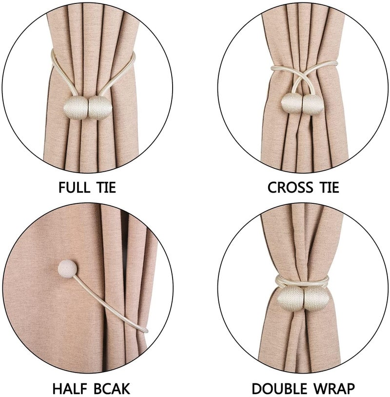 Curtain 2 Pieces Window Curtain Tiebacks Drapery HoldBacks Band for Office Home Decorative Pair 1 Beige  - Image 4