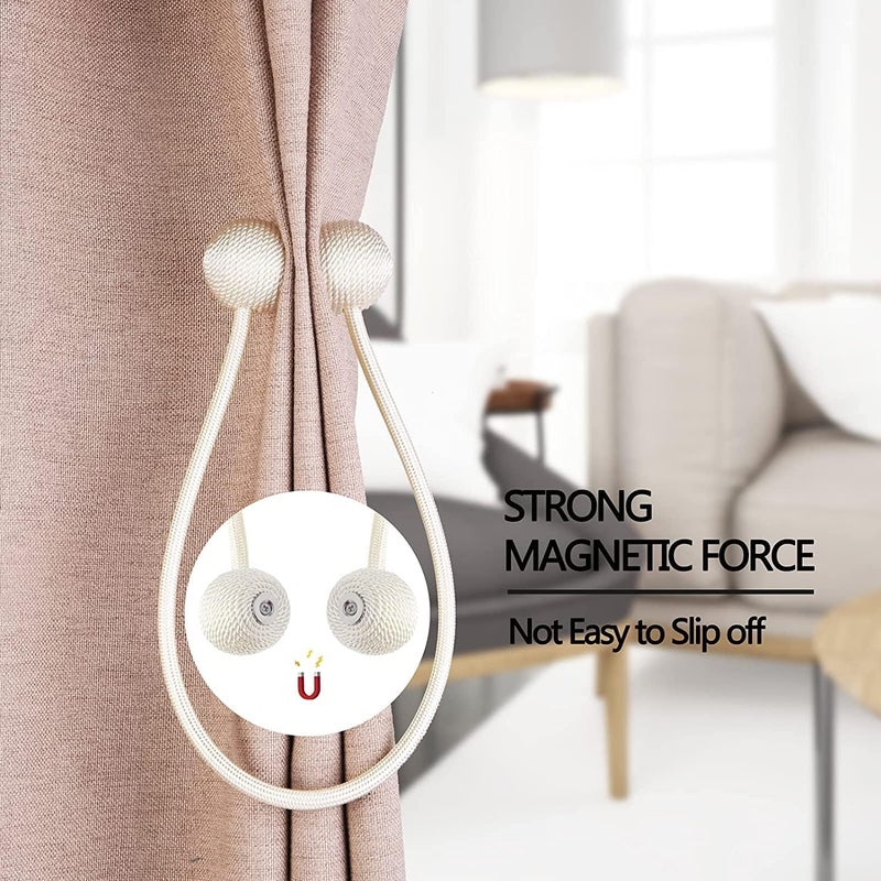 Curtain 2 Pieces Window Curtain Tiebacks Drapery HoldBacks Band for Office Home Decorative Pair 1 Beige  - Image 3