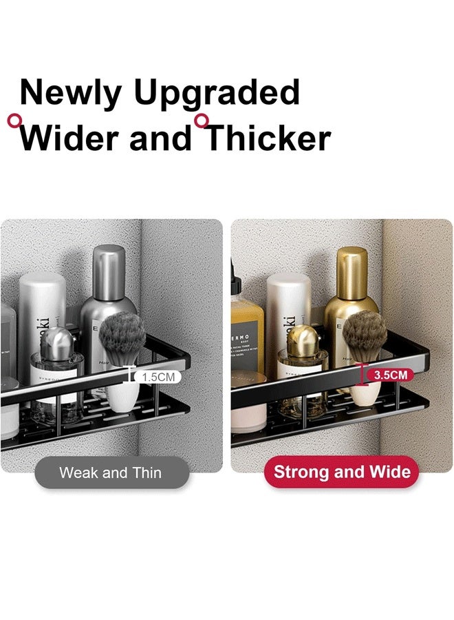 Aluminum Shower Caddy, Adhesive Shower Shelves, 2-Pack, No Drill Wall Mount Rustproof Premium Organizer for Bathroom, Kitchen, Black  - Image 4