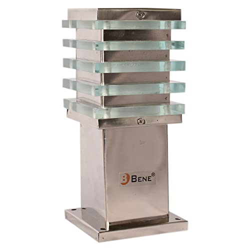 BENE Ice Cube Outdoor Cfl Lamp Without Bulb, (Steel Shiny 11 Cms, Pack Of 1 Pcs), Silver - Image 1