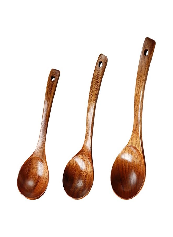 ccHuDE 3 Pcs Wooden Ladle Spoons Large Soup Ladles Wood Cooking Ladles Long Handle Mixing Spoon Ladles Kitchen Serving Ladles Non Stick Ladles for Stirring - Image 2