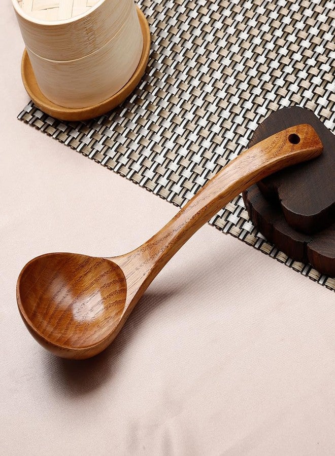 ccHuDE 3 Pcs Wooden Ladle Spoons Large Soup Ladles Wood Cooking Ladles Long Handle Mixing Spoon Ladles Kitchen Serving Ladles Non Stick Ladles for Stirring - Image 3