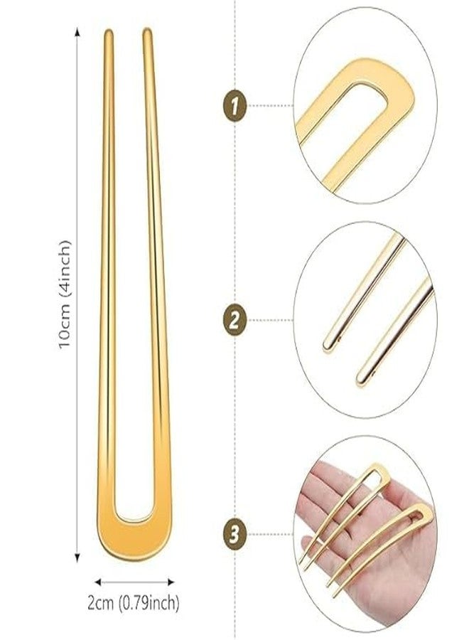 ADORNISH 2 pcs Metal U Shaped Hair Pins for Women, 4.3 Inch French Hair Pins for Buns Vintage Hairstyle Hair Clips Updo Chignon Pins for Girls - Image 2