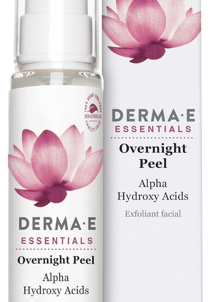 derma-e Derma E Essentials Overnight Peel with 5% Alpha Hydroxy Acids - 60ml Exfoliant Facial Treatment - Image 1