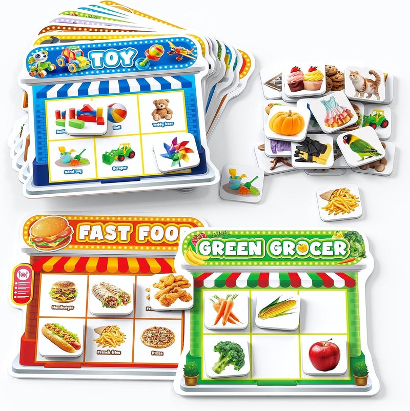 Coogam Fridge Magnets Sorting Toys, Fine Motor Montessori Magnetic Matching Game, Food Pets Grocery Furniture Toy Playset, Educational Learning Sensory Toy Gift for Toddler Ages 3-8 - Image 1