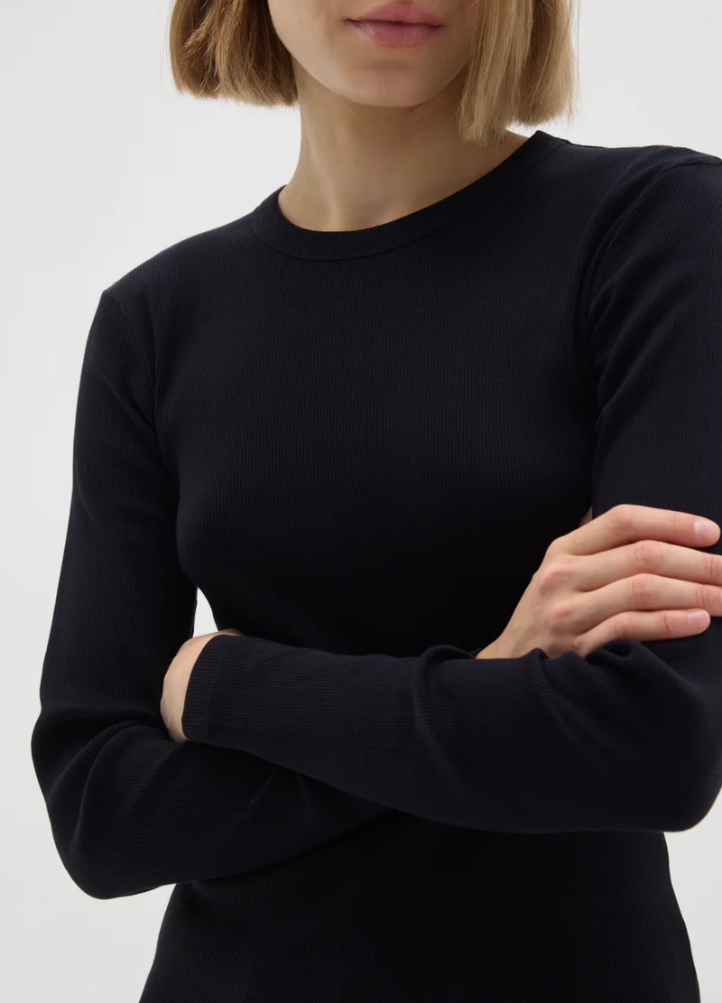 او في اس BLACK PURE COTTON REGULAR FIT T-SHIRT