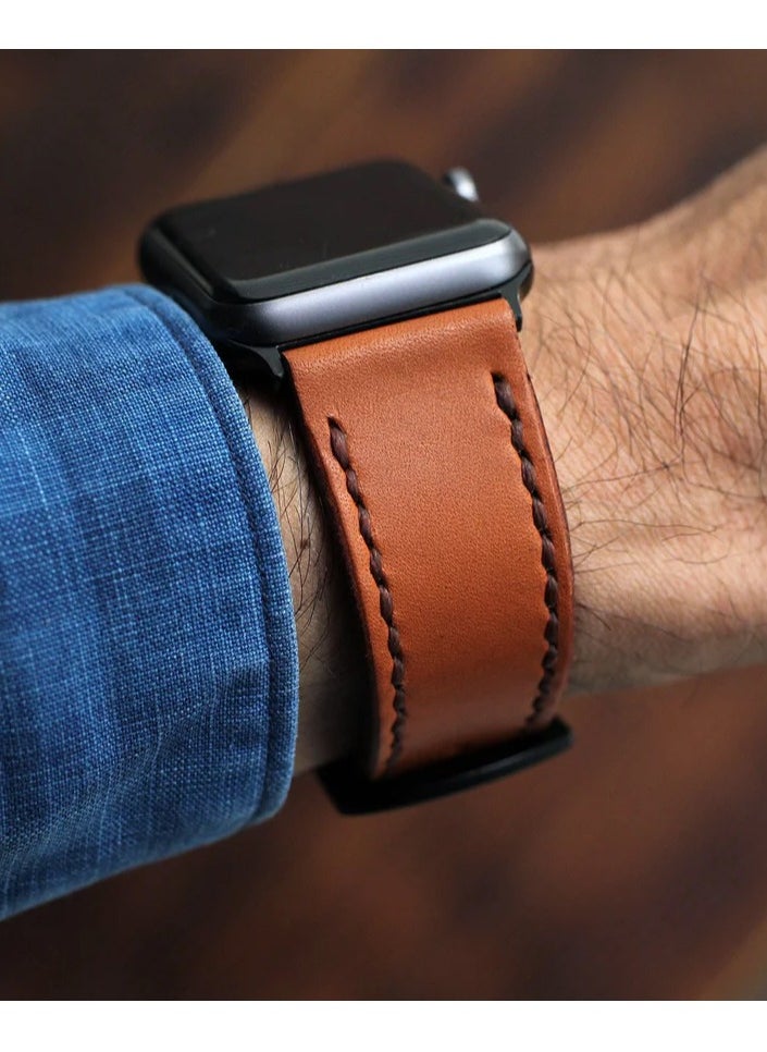 Lacoz - Lacoz Adjustable Smartwatch Strap Compatible with 42/44/45/46/49mm Smartwatch Leather Straps With Quick Release Pins for Easy Replacement Comfortable Fit for Men & Women - Image 1