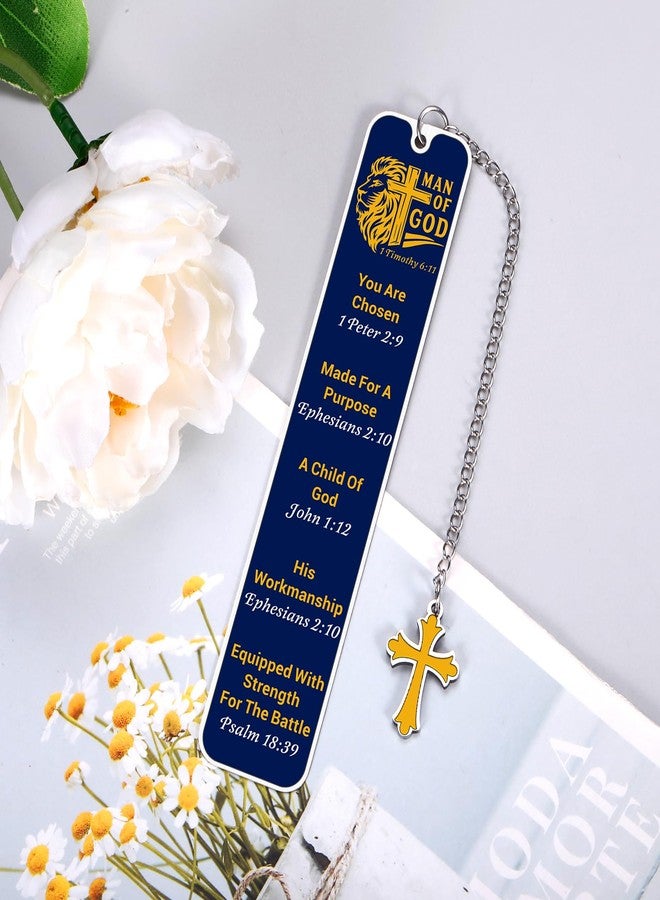 Perleddom Christian Bookmark Gifts for Him,Bible Bookmark,Baptism Religious Scripture Verse Bookmarks,Bible Verse Accessories for Men,Man of God Gifts,Confirmation Gift,Religious Easter Basket Stuffers - Image 2
