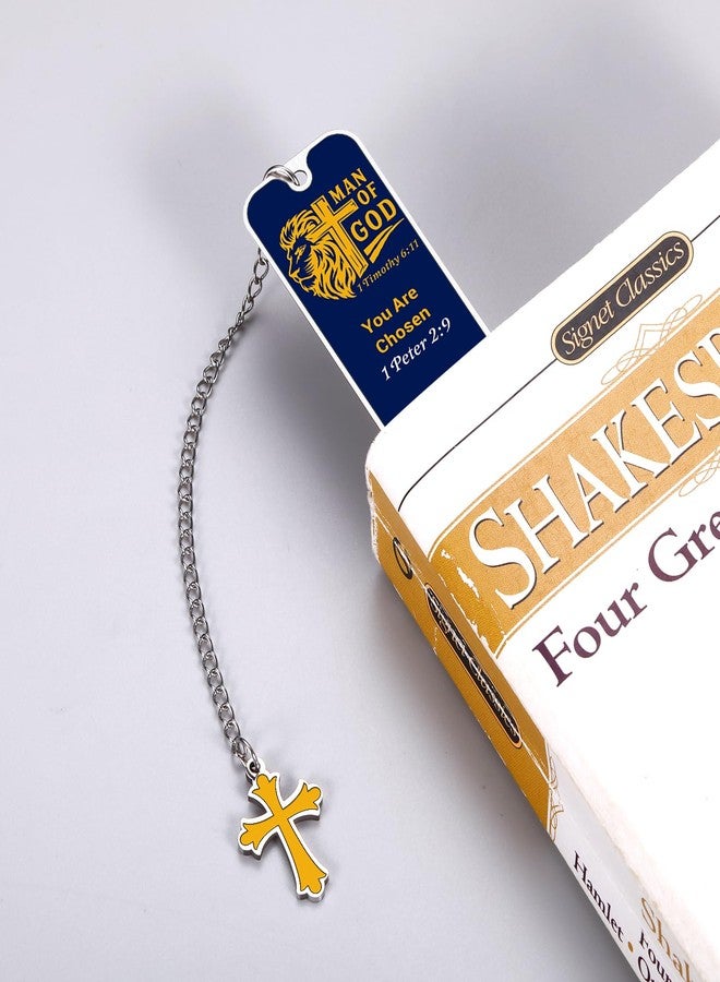 Perleddom Christian Bookmark Gifts for Him,Bible Bookmark,Baptism Religious Scripture Verse Bookmarks,Bible Verse Accessories for Men,Man of God Gifts,Confirmation Gift,Religious Easter Basket Stuffers - Image 4