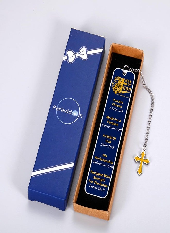 Perleddom Christian Bookmark Gifts for Him,Bible Bookmark,Baptism Religious Scripture Verse Bookmarks,Bible Verse Accessories for Men,Man of God Gifts,Confirmation Gift,Religious Easter Basket Stuffers - Image 3
