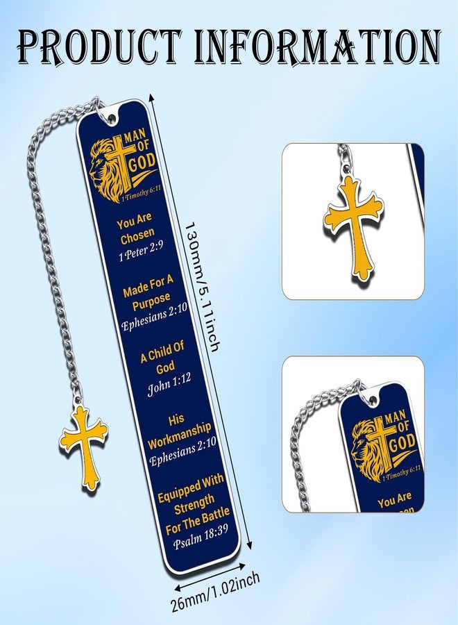Perleddom Christian Bookmark Gifts for Him,Bible Bookmark,Baptism Religious Scripture Verse Bookmarks,Bible Verse Accessories for Men,Man of God Gifts,Confirmation Gift,Religious Easter Basket Stuffers - Image 5