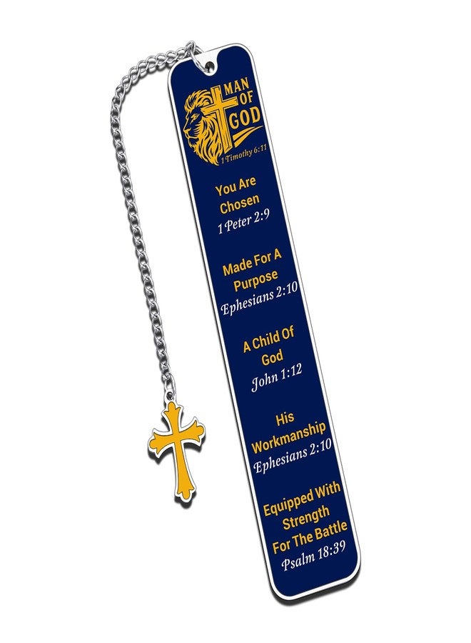 Perleddom Christian Bookmark Gifts for Him,Bible Bookmark,Baptism Religious Scripture Verse Bookmarks,Bible Verse Accessories for Men,Man of God Gifts,Confirmation Gift,Religious Easter Basket Stuffers - Image 1