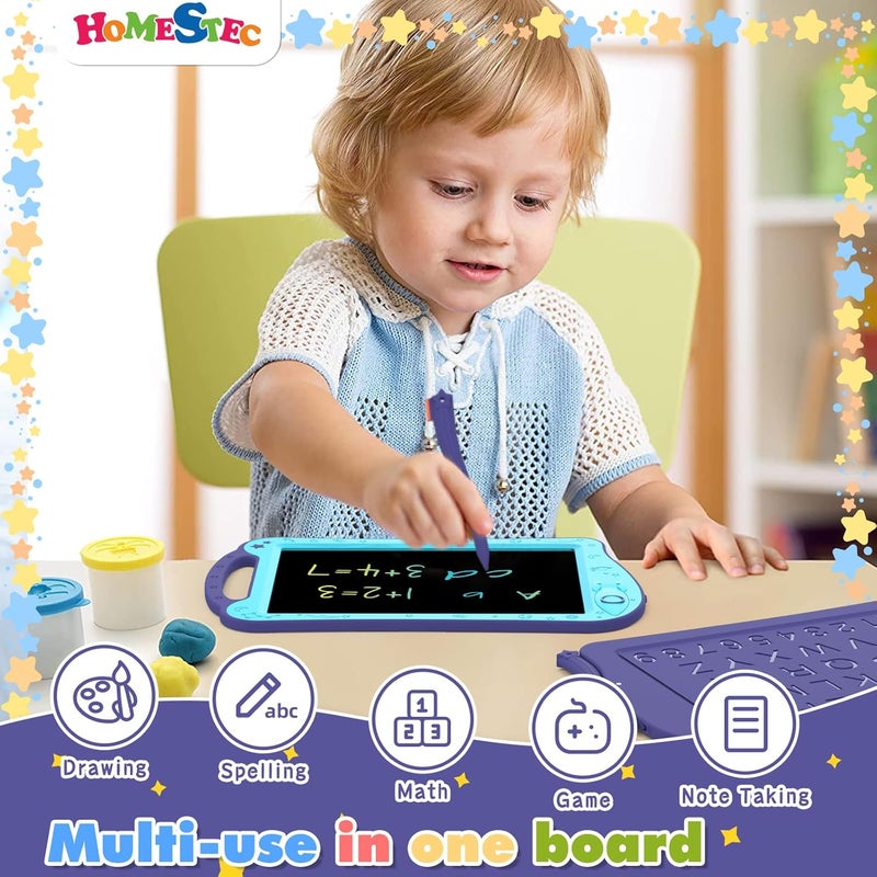 HOMESTEC AstroDraw Kids Toys for 2 3 4 5 6 Year Old Boy Girl Gift, Space Drawing Pad with Handle, LCD Writing Tablet for Kids, Educational Colored Toddler Toy for 18-Month-Old and Up (Aqua/Purple) - Image 3