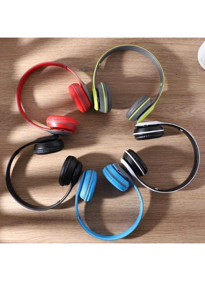 P47 Wireless Bluetooth Headphone P47 - Over Ear Stereo Music Headset with Memory Card Support, Gaming Headphones with Built-in Microphone for Laptop, Mobile Phone-RED  - Image 4