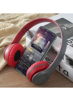 P47 Wireless Bluetooth Headphone P47 - Over Ear Stereo Music Headset with Memory Card Support, Gaming Headphones with Built-in Microphone for Laptop, Mobile Phone-RED  - Image 3