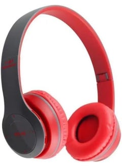 P47 Wireless Bluetooth Headphone P47 - Over Ear Stereo Music Headset with Memory Card Support, Gaming Headphones with Built-in Microphone for Laptop, Mobile Phone-RED  - Image 1
