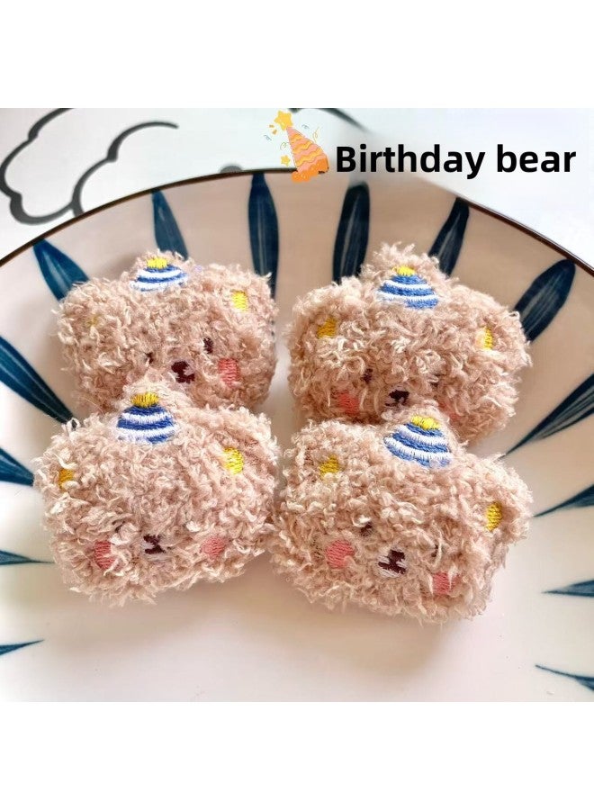 Cute Cartoon Plush Doll Doll Bear Brooch Baby Shoes And Socks Clothes Accessories Headdress Car Decoration Accessories-Color:Birthday Bear Plus Brooch  - Image 2