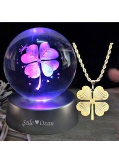 Keyfim Shop Four Leaf Clover Design 3D Glass Globe 6cm Clover Necklace Gift  - Image 1