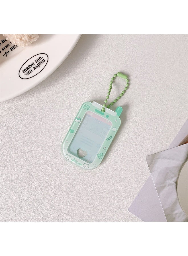 NIBEMINENT 1 - Piece Cartoon Mini Kpop Photo Card Holder Pendant Key Chain ID Badge Holder ID Card Holder Photo Card Protector for School ID Office ID Access Card for Women Girls - Image 1