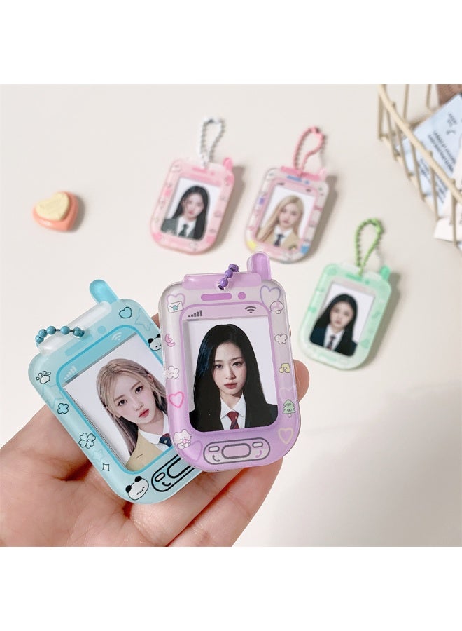 NIBEMINENT 1 - Piece Cartoon Mini Kpop Photo Card Holder Pendant Key Chain ID Badge Holder ID Card Holder Photo Card Protector for School ID Office ID Access Card for Women Girls - Image 2