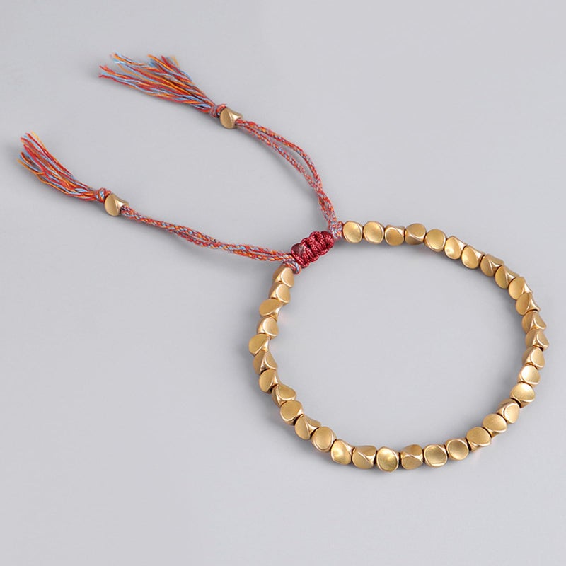 Nanafast Tibetan Copper Beads Bracelet Adjustable Handmade Braided Copper Bracelet Set for Women Men Tibetan Bracelet Gifts 2Pcs - Image 4