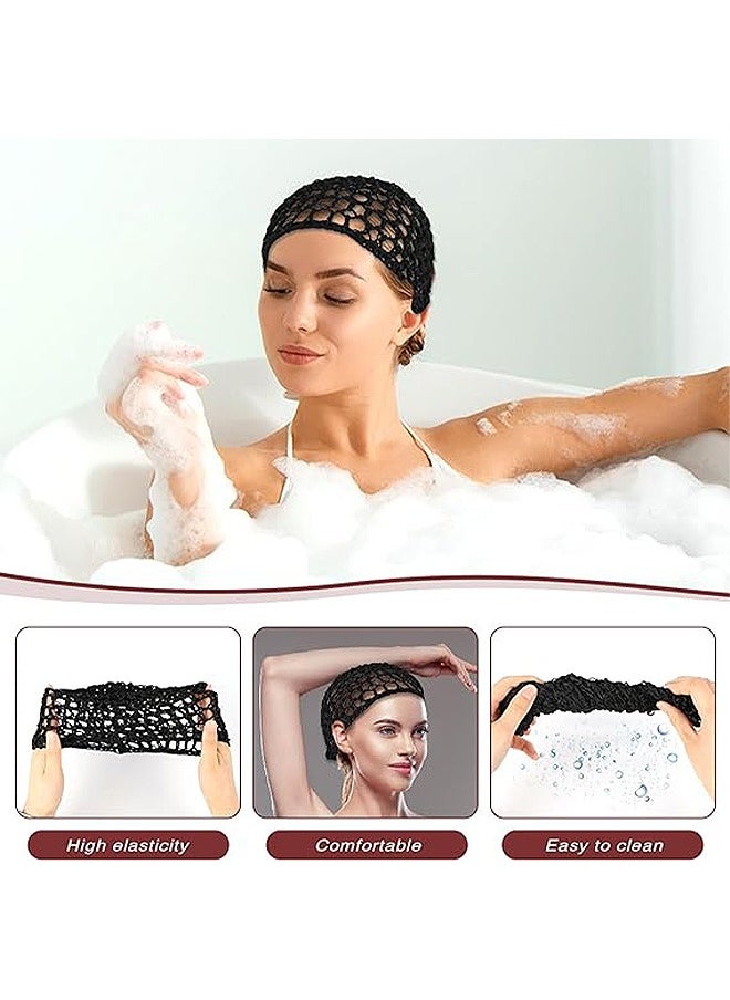 Arabest - 3 Pcs Crochet Hair Net, Soft Reusable Crocheted Sleep Cap, Knitted Hair Net Hair Accessories (Black) - Image 1