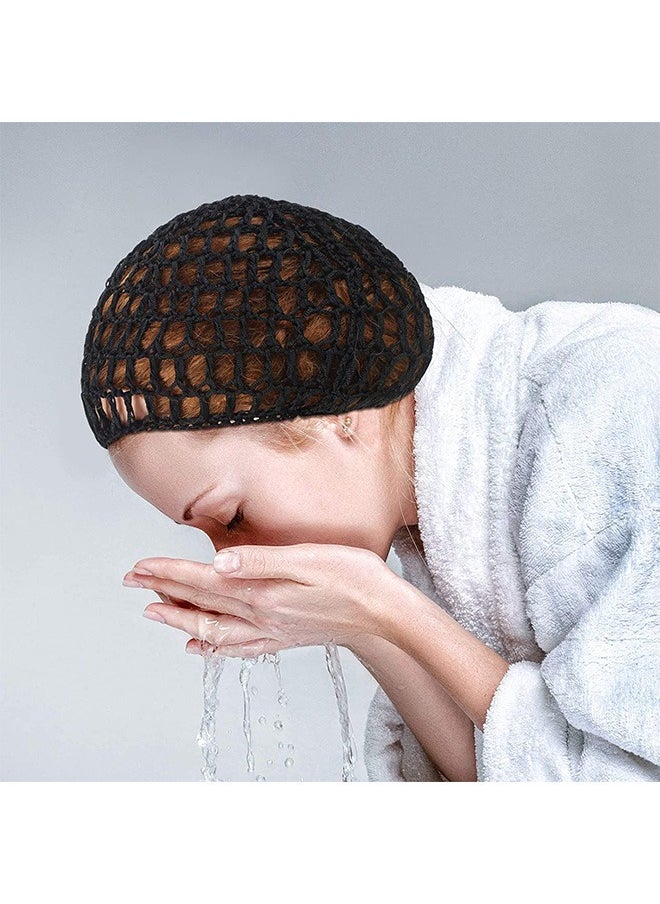 Arabest - 3 Pcs Crochet Hair Net, Soft Reusable Crocheted Sleep Cap, Knitted Hair Net Hair Accessories (Black) - Image 1