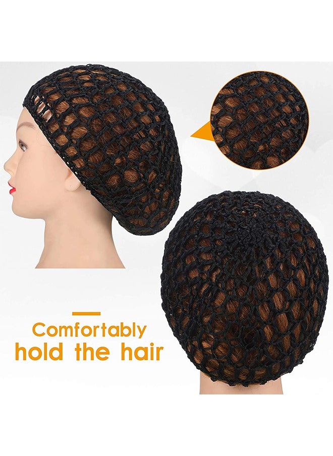 Arabest - 3 Pcs Crochet Hair Net, Soft Reusable Crocheted Sleep Cap, Knitted Hair Net Hair Accessories (Black) - Image 1