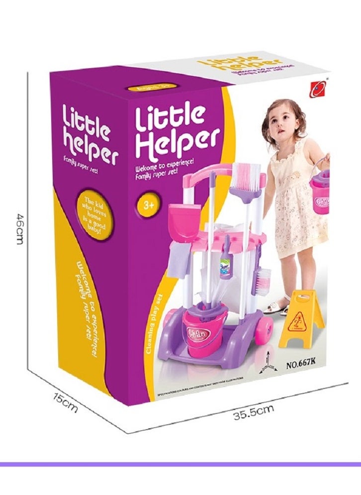 Generic 9 Pieces Portable Lightweight Little Helper Pretend House Keeping Cleaning Play Set  - Image 5