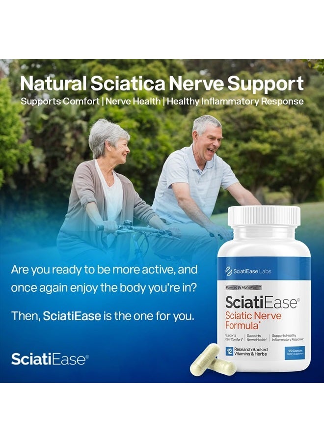 SciatiEase مكمل دعم صحة العصب الوركي - تركيبة دعم الأعصاب مع ألفا بالم، البازلاء، مركب فيتامين ب، حمض ألفا ليبويك 300 ملغ - 3 زجاجات - Image 3