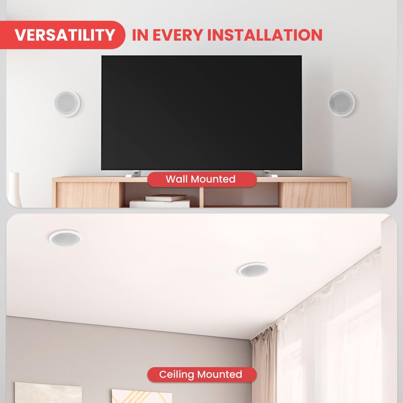 Pyle 6.5â€ In-Wall / In-Ceiling Speakers, 250W Peak, Hi-Fi Stereo Sound, Pivoting Adjustable Coaxial Silk Dome Tweeter, Poly Cone Woofer, Stain Resistant Grill, For Home Theater, Custom Installs- Pair - Image 2