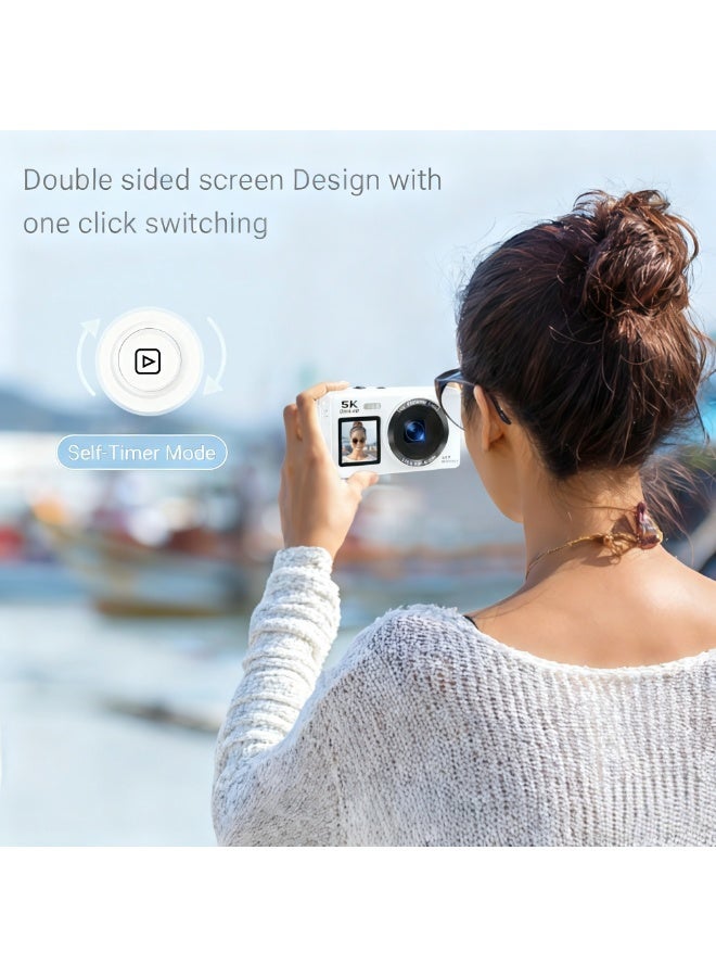 Dual Screen 5K Digital Camera for Vlogging with Fill Light - 80MP, 16X Zoom, WiFi, YouTube/Blogging, Includes 128GB Card & 2 Batteries - Image 3