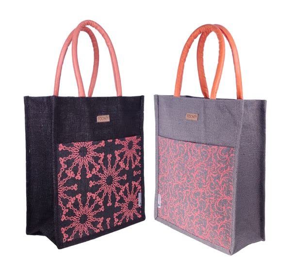 FOONTY Tote Bag/Lunch Bag/Gym Bag (Pack of 2,FFFWB6016F_Multicolored) - Image 1