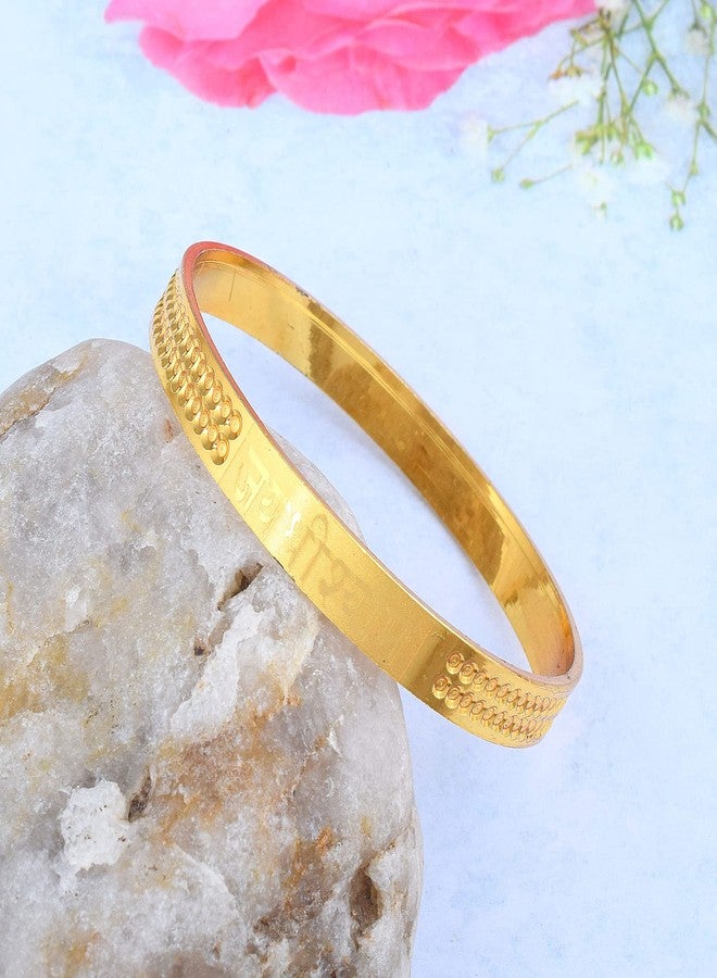 DULCI Gold Plated Brass Engraving Jai Shree Shyam Khatu Shyam Kada Bangle Jewellery For Children - Image 3