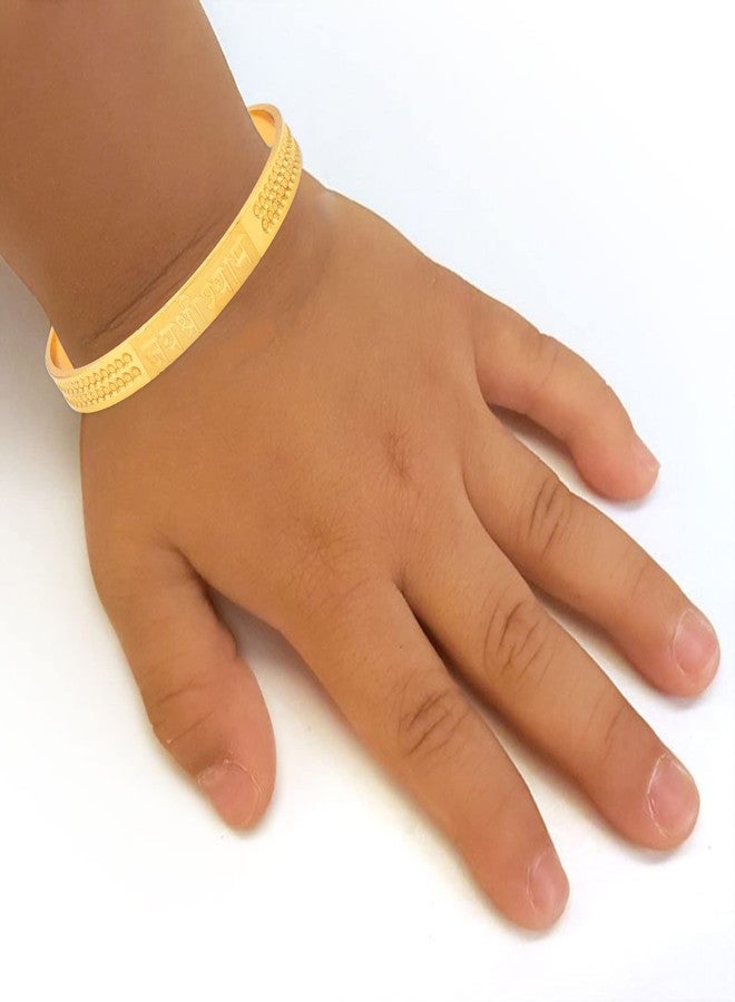 DULCI Gold Plated Brass Engraving Jai Shree Shyam Khatu Shyam Kada Bangle Jewellery For Children - Image 4