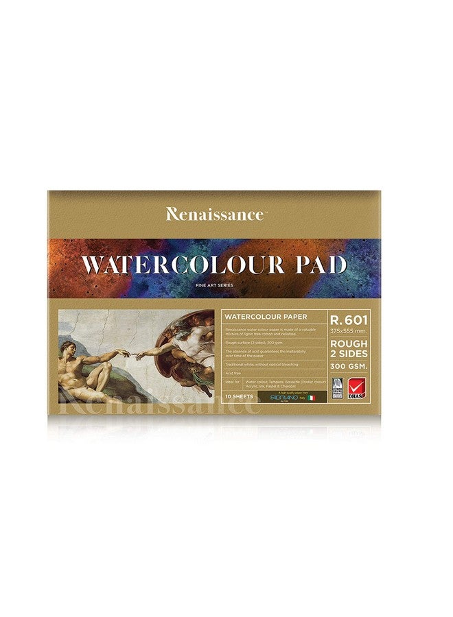 Renaissance Fabriano Watercolor Paper Pad 375 x 555 mm A-2 Cold Press Water Color Sketchbook Pad 10 Sheets 300 GSM for Art Painting, Drawing, Wet & Mixed Media - Water Coloring Paint Paper for Artist & Kids - Image 1