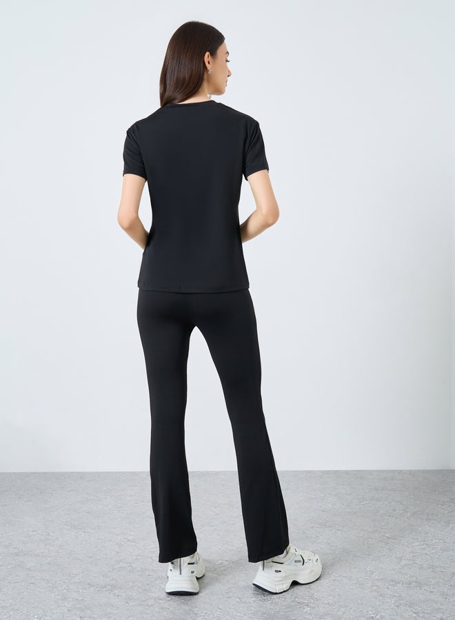 Take Two Black Solid T-Shirt and Leggings Co-Ords - Image 5