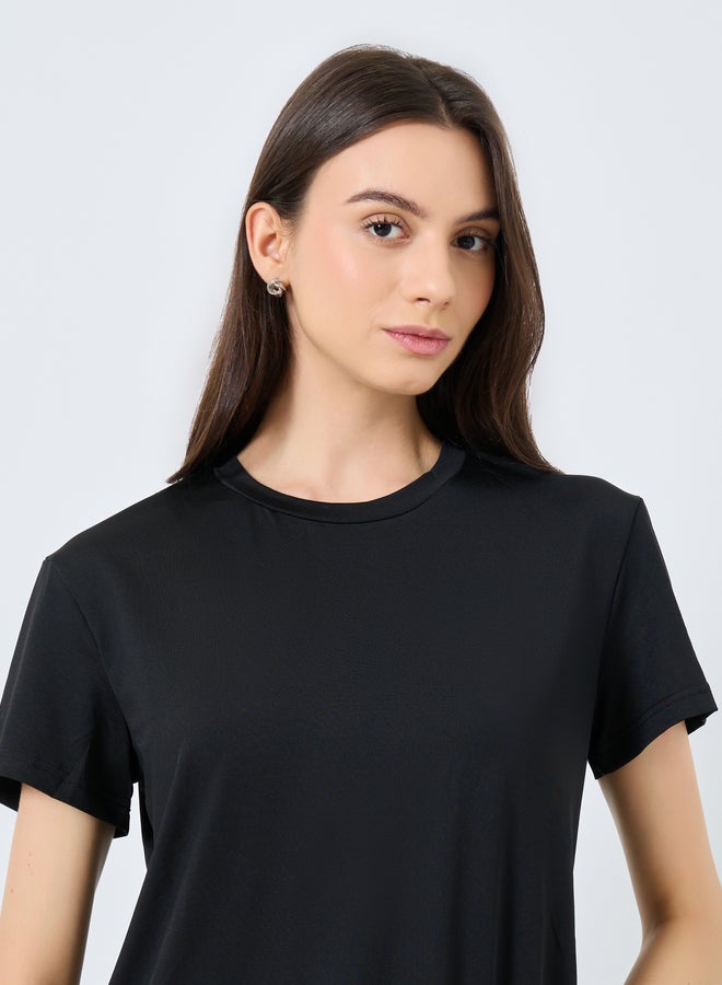 Take Two Black Solid T-Shirt and Leggings Co-Ords - Image 4