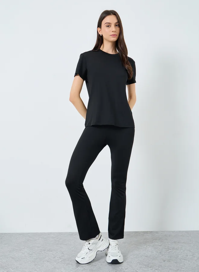 Take Two Take Two Black Solid T-Shirt and Leggings Co-Ords