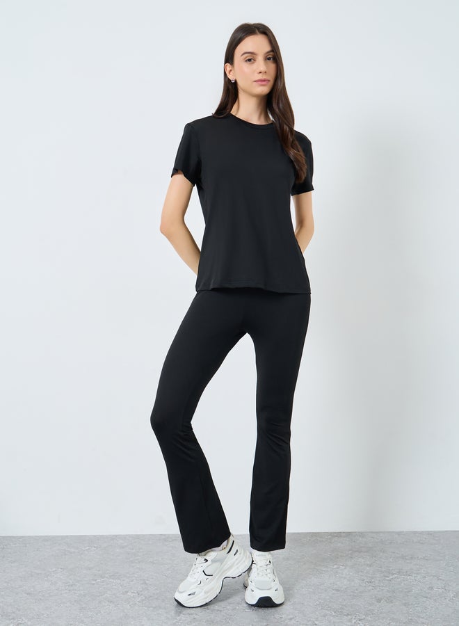 Take Two Black Solid T-Shirt and Leggings Co-Ords - Image 2