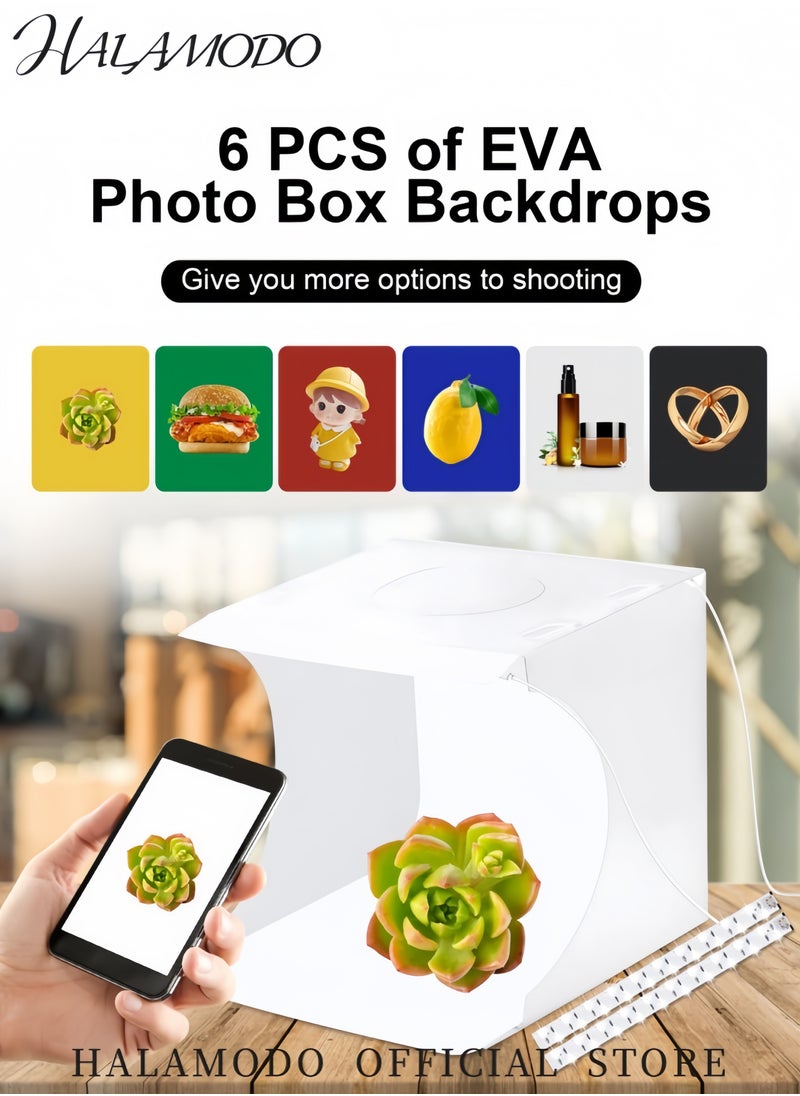 HALAMODO Portable Mini LED Photography Light Box Foldable Photo Studio Kit with 20 LED Lights and USB Power for Product Photography  - Image 3
