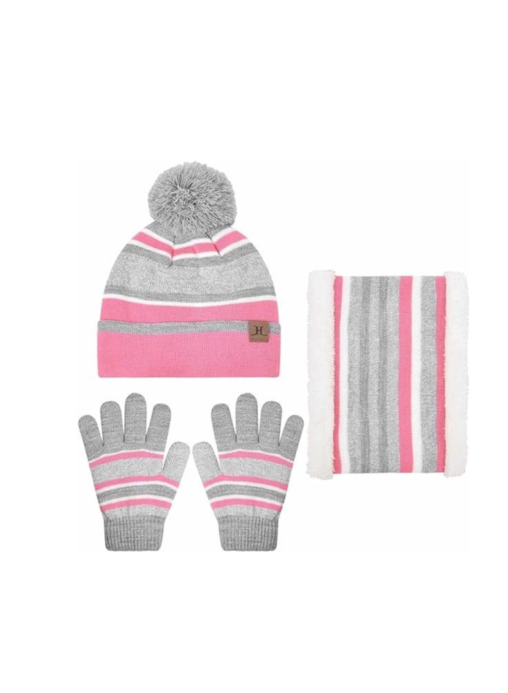 KASTWAVE Kids Warm Beanie Hat Scarf Gloves Set 3 in 1 Thermal Knit Hat Scarf Gloves Set Winter Accessories Sets Snood Scarf Gloves Set with Double Layer Fleece Lining Boys Girls - Image 3