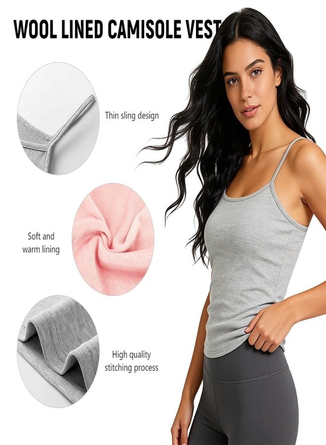 PALAY® Womens Thermal Tank Top Thick Fleece Lined Shirts Winter Underwear Vest Outdoor Tops Camisole Fleece Shirts Warm Vest, White - Image 4
