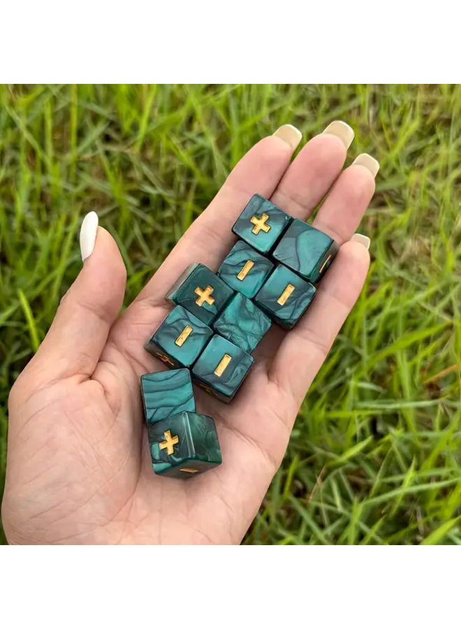 10 قطع من النرد التعليمي الرياضي من الأكريليك أخضر 16 ملم ذو 6 أوجه للجمع والطرح - Image 1